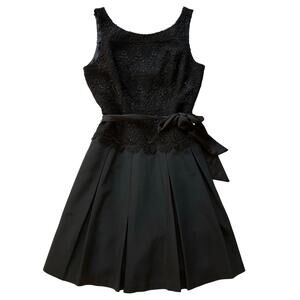 WHBM Black Pleat Skirt Lace Bodice Tank Dress Size 10 Whimsygoth Holiday